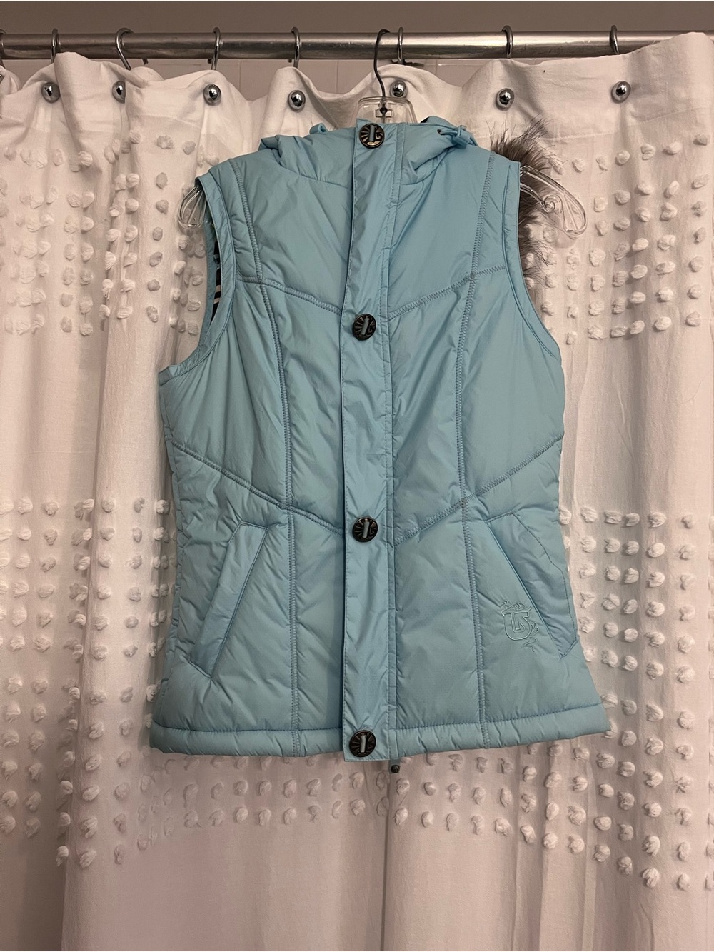 Burton Snowboard Dry Ride Puffer Vest Faux Fur Hoodie XS
